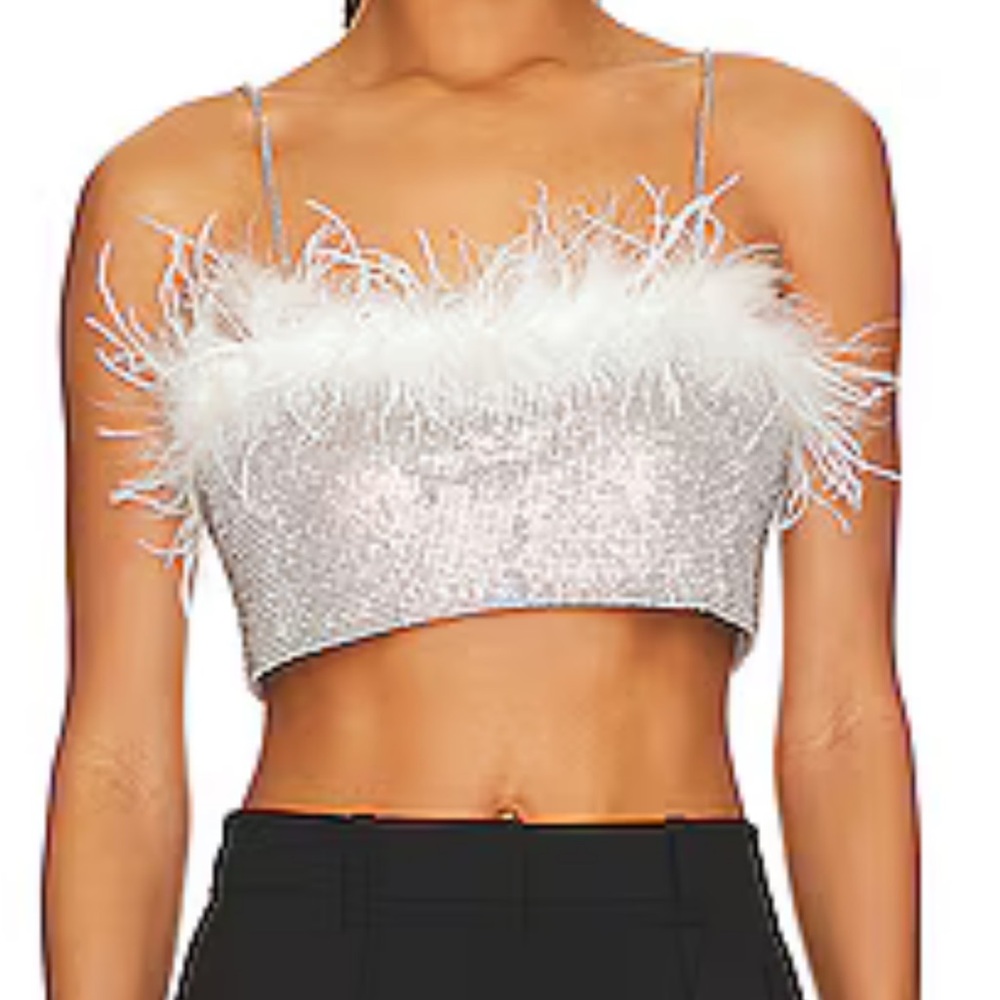 NWOT Revolve Chic Feathered Silver studs  top